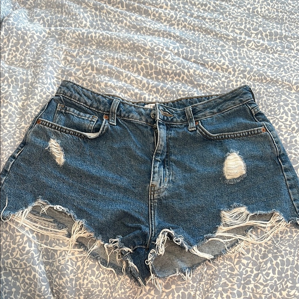 Forever 21 Blue Distressed Jean Shorts